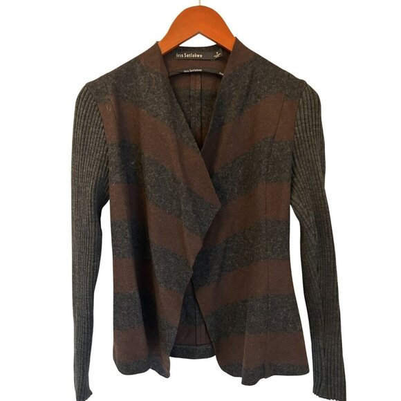 Iris Setlakwe Sweaters - Iris Setlakwe Womens Striped Wool & Knit Cardigan Jacket Size 4 Made In Canada